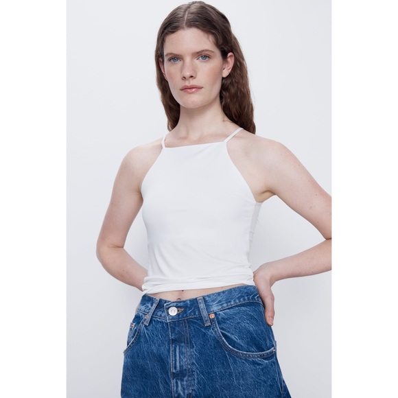 Zara white halter top Sz. M. - Picture 1 of 1